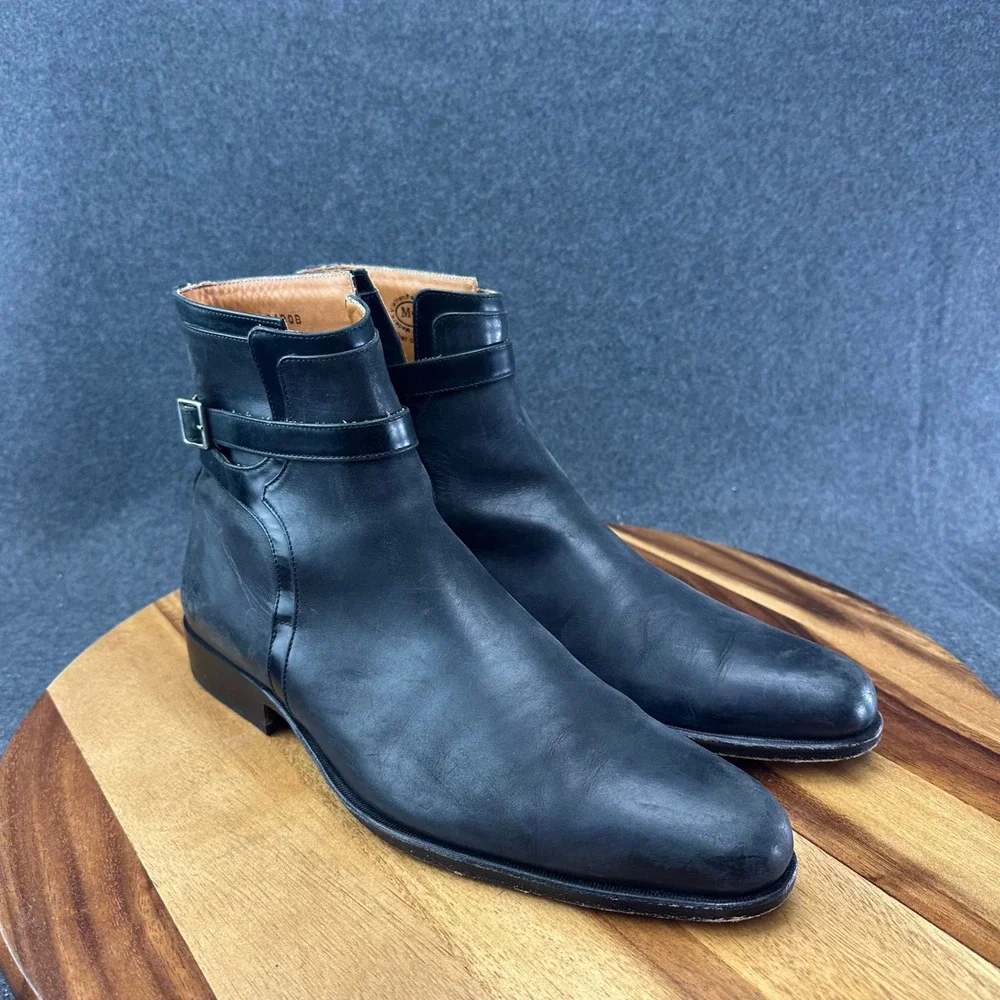 John Fluevog 328 Newbury St Mens Boots Sz 9.5 Black Leather Chelsea Ankle Boots